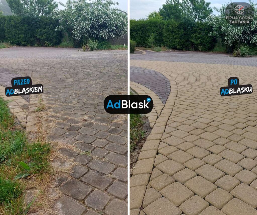 Mycie kostki brukowej Gniezno przed i po