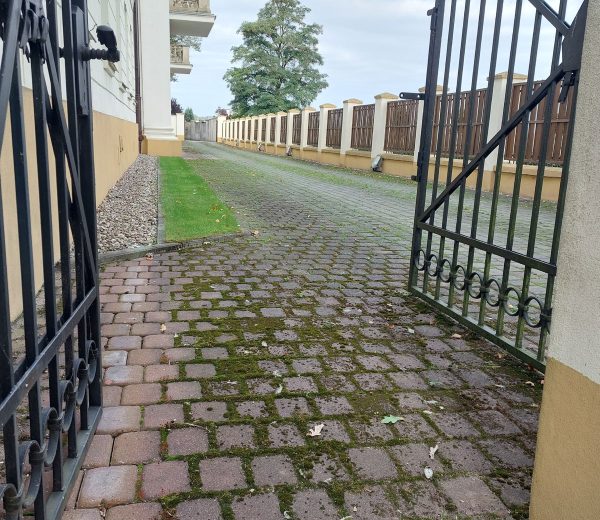 Przed czyszczeniem i uzupełnieniem szczelin piaskiem kwarcowym